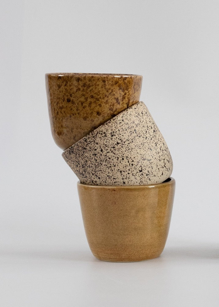Modern ceramic coffee cup, Honeycomb Minimal stoneware ceramic tumbler, Mustard brown cappuccino cup, No handle latte mug, Nordic Style