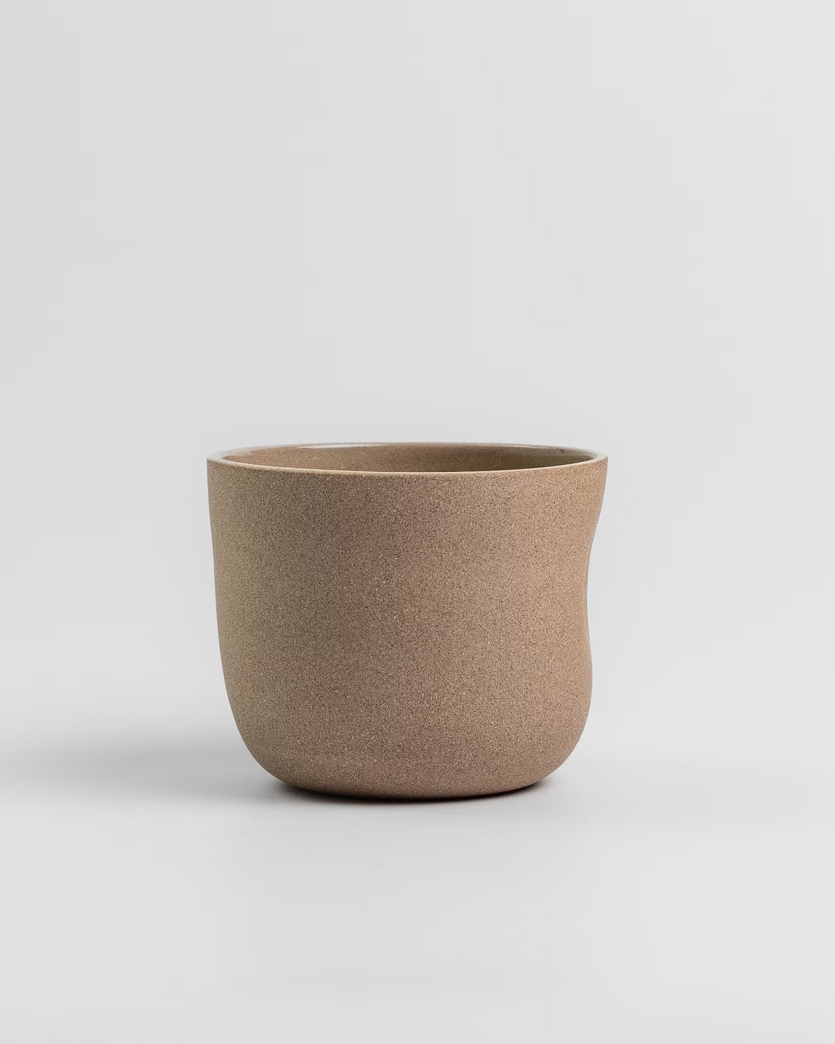6 oz Minimal stoneware coffee cup with dent, Dented natural light brown Scandinavian minimalist coffee cup, Beige tumbler, Handmade mug