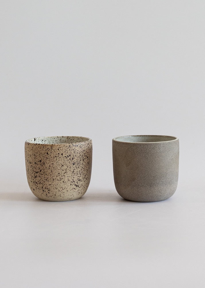 Minimal stoneware grey ceramic coffee cup, Grey ceramic tumbler, Cappuccino cup, No handle latte mug, Nordic Style, Earthy natural ceramics