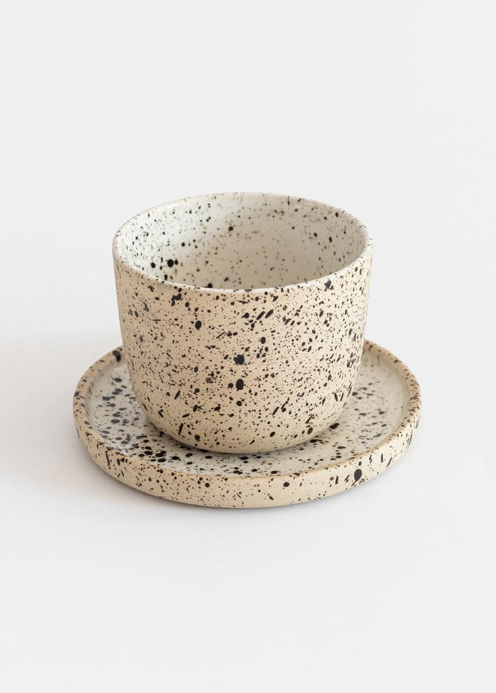 Ceramic cup with saucer, Ceramic coffee cup with plate, No handle mug with plate, Modern Ceramic tumbler set, Coffee cups set with saucer