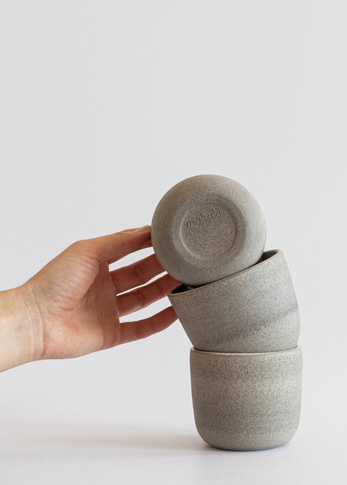Minimal stoneware grey ceramic coffee cup, Grey ceramic tumbler, Cappuccino cup, No handle latte mug, Nordic Style, Earthy natural ceramics